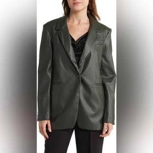 Nordstrom rdi faux leather blazer in olive